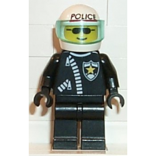 cop010 Police - Zipper with Sheriff Star, White Helmet with Police Pattern, Trans-Light Blue Visor 